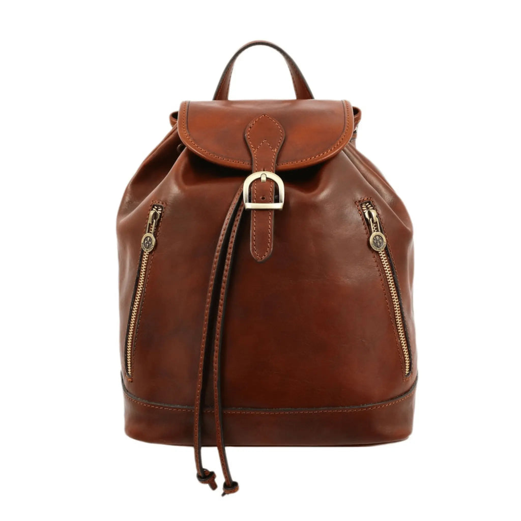 Italian Full Grain Leather Backpack front view