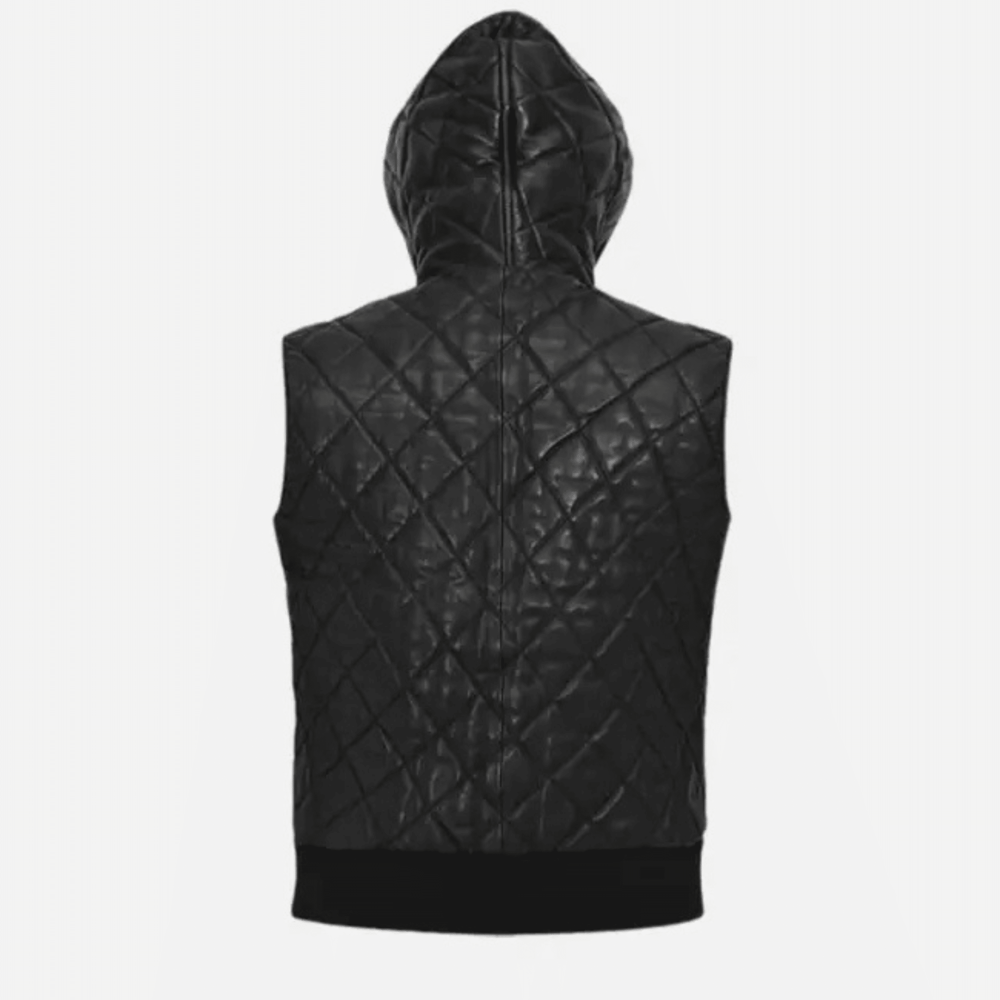 Mens Black Hooded Leather Vest – Slim Fit Streetwear - The Leather Syndicate