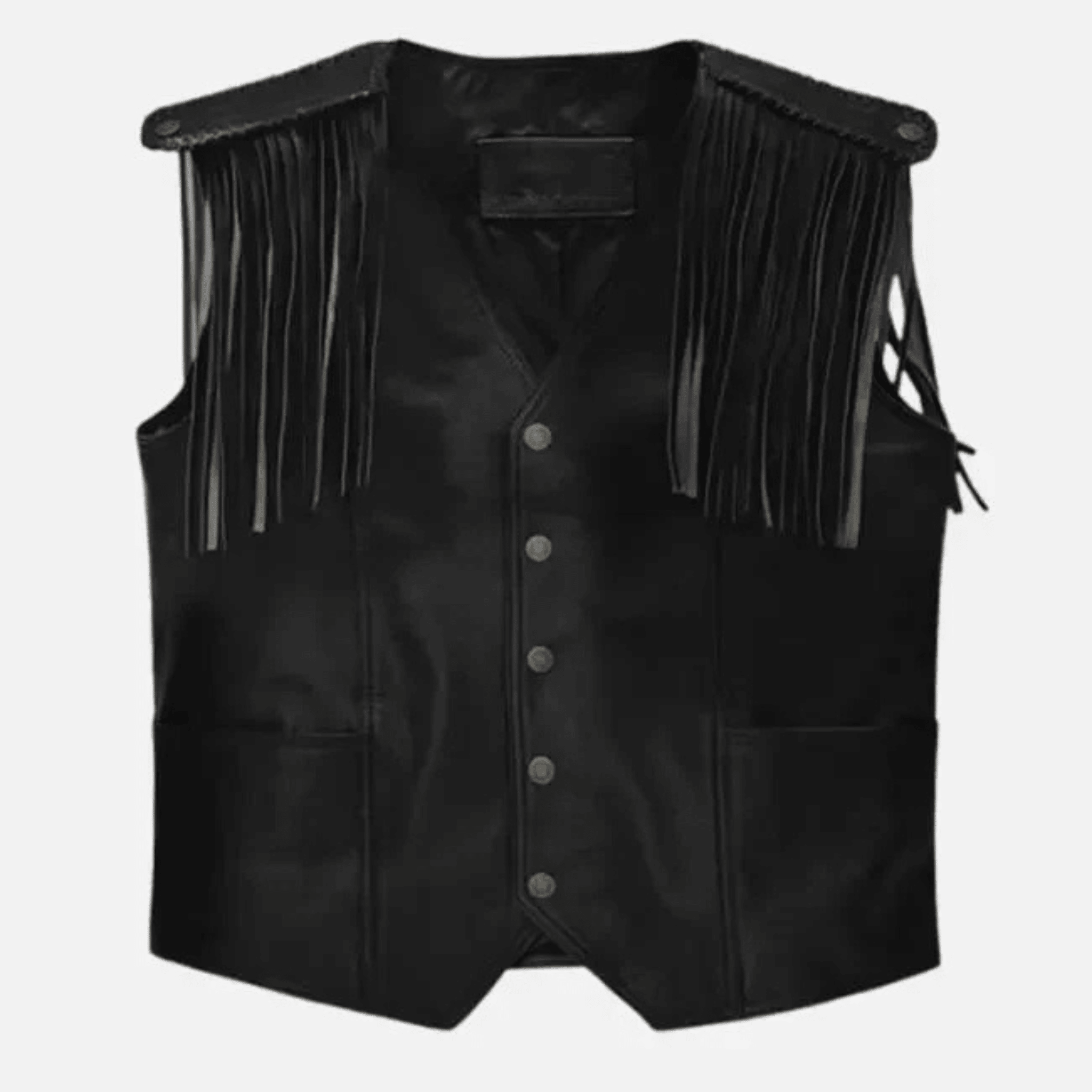 Men’s Black Leather Biker Vest – Genuine Motorcycle Style - The Leather Syndicate