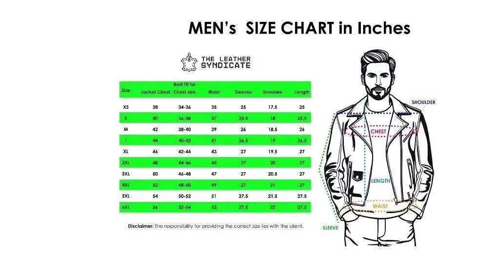 Mens Lace-Up Leather Vest size measurement