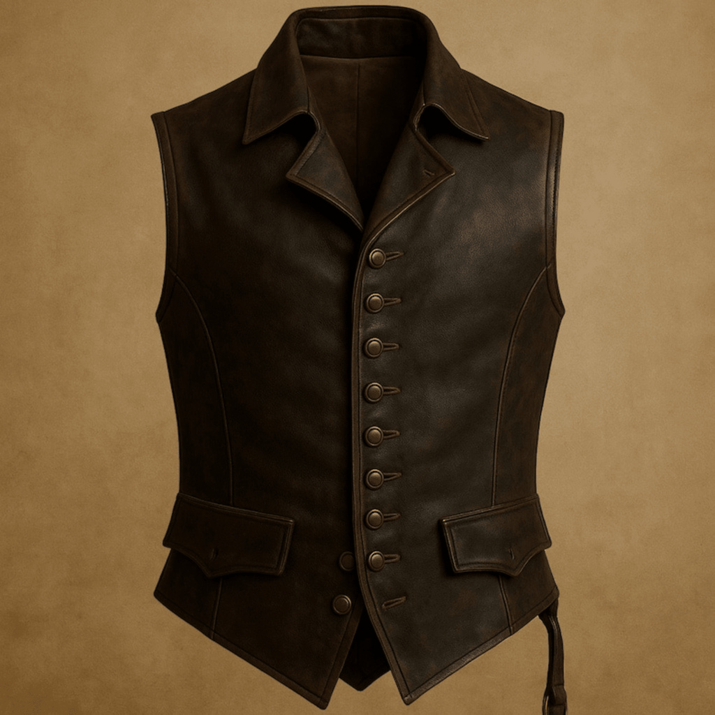 captain jack sparrow pirate leather vest front view