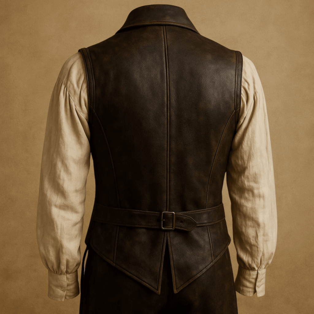 captain jack sparrow pirate leather vest back view