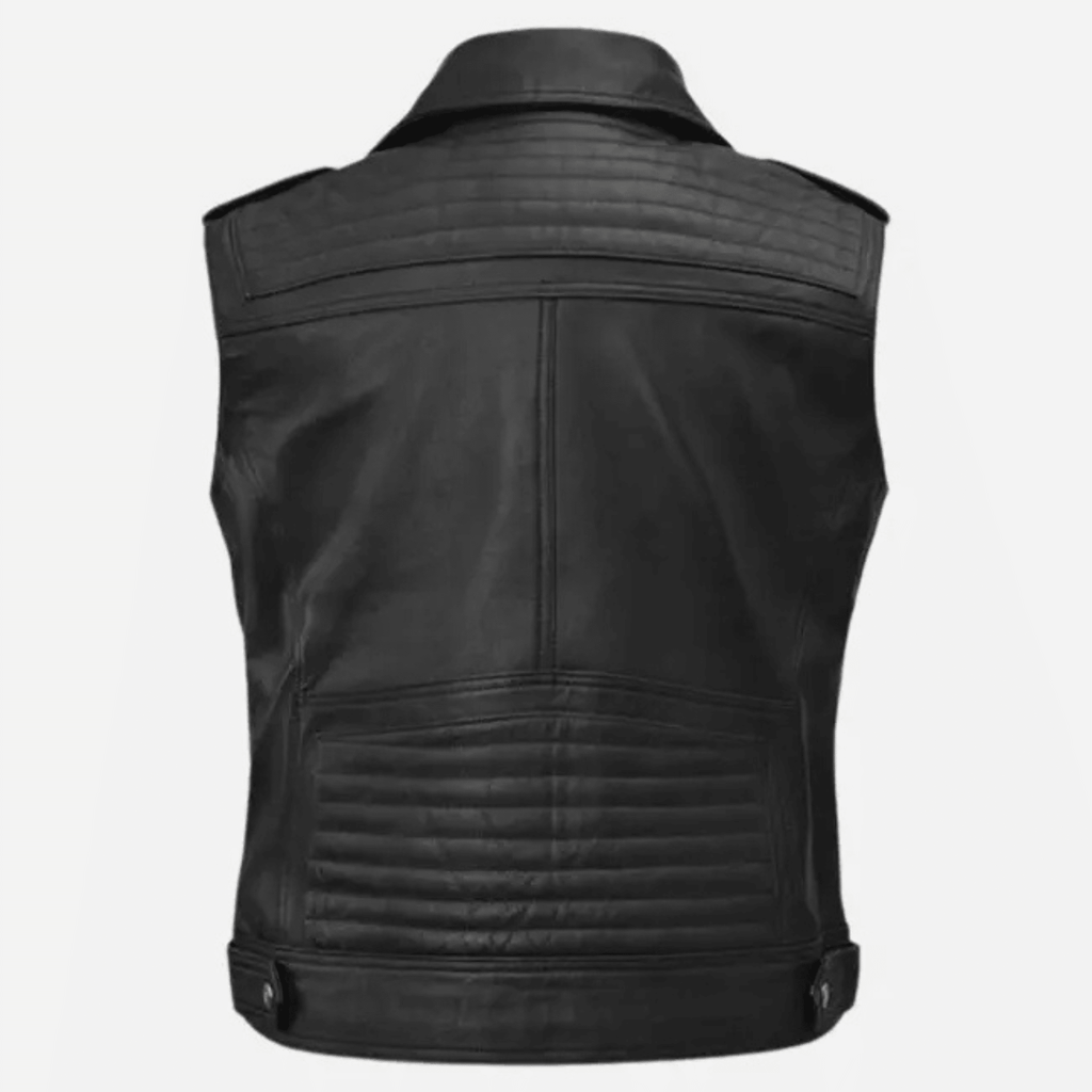 Mens Road Sovereign Black Leather Vest – Slim Fit - The Leather Syndicate