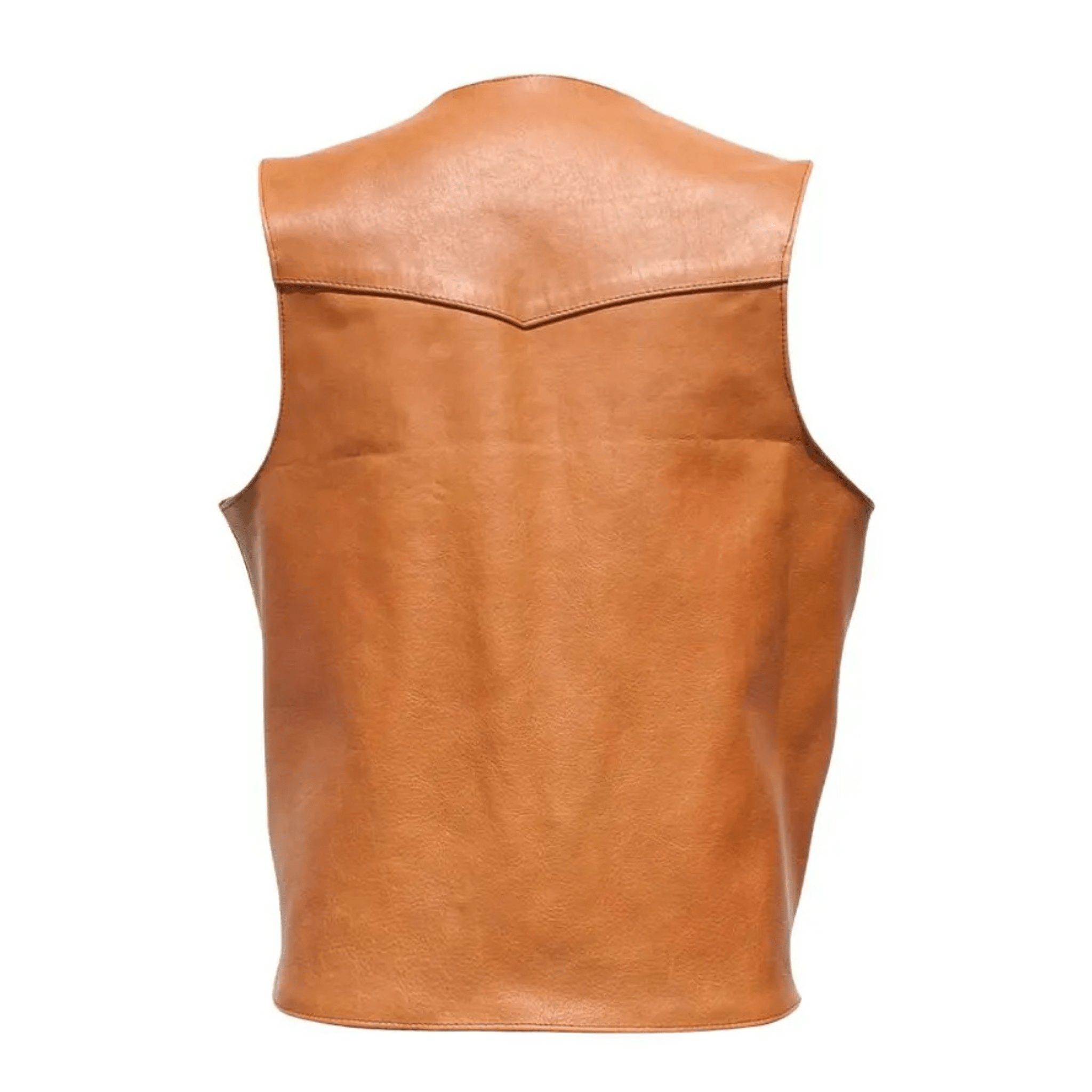 Men’s Western Brown Leather Vest – Genuine Sheepskin V - Neck Button Waistcoat - The Leather Syndicate