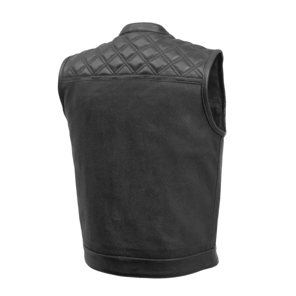 Moto Mesh Men's Cowhide Motorcycle Vest back view