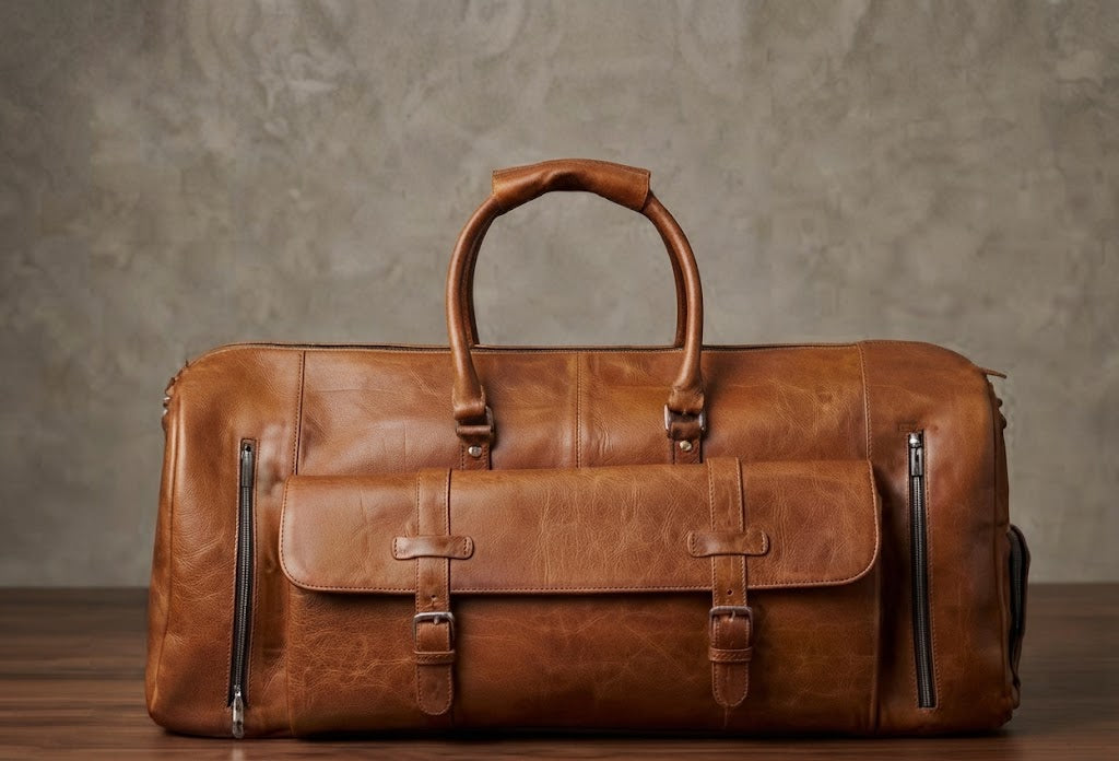 Personalized Leather Duffel Bag with Shoe Compartment – Top Grain Travel Weekender