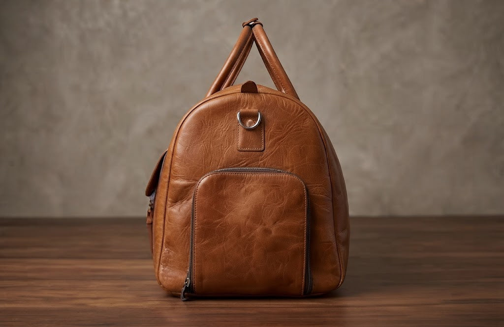 Personalized Leather Duffel Bag with Shoe Compartment – Top Grain Travel Weekender