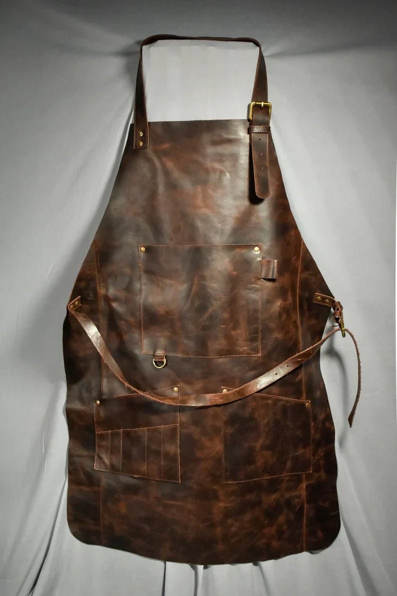 Personalized Full Grain Leather Apron handcrafted from premium leather