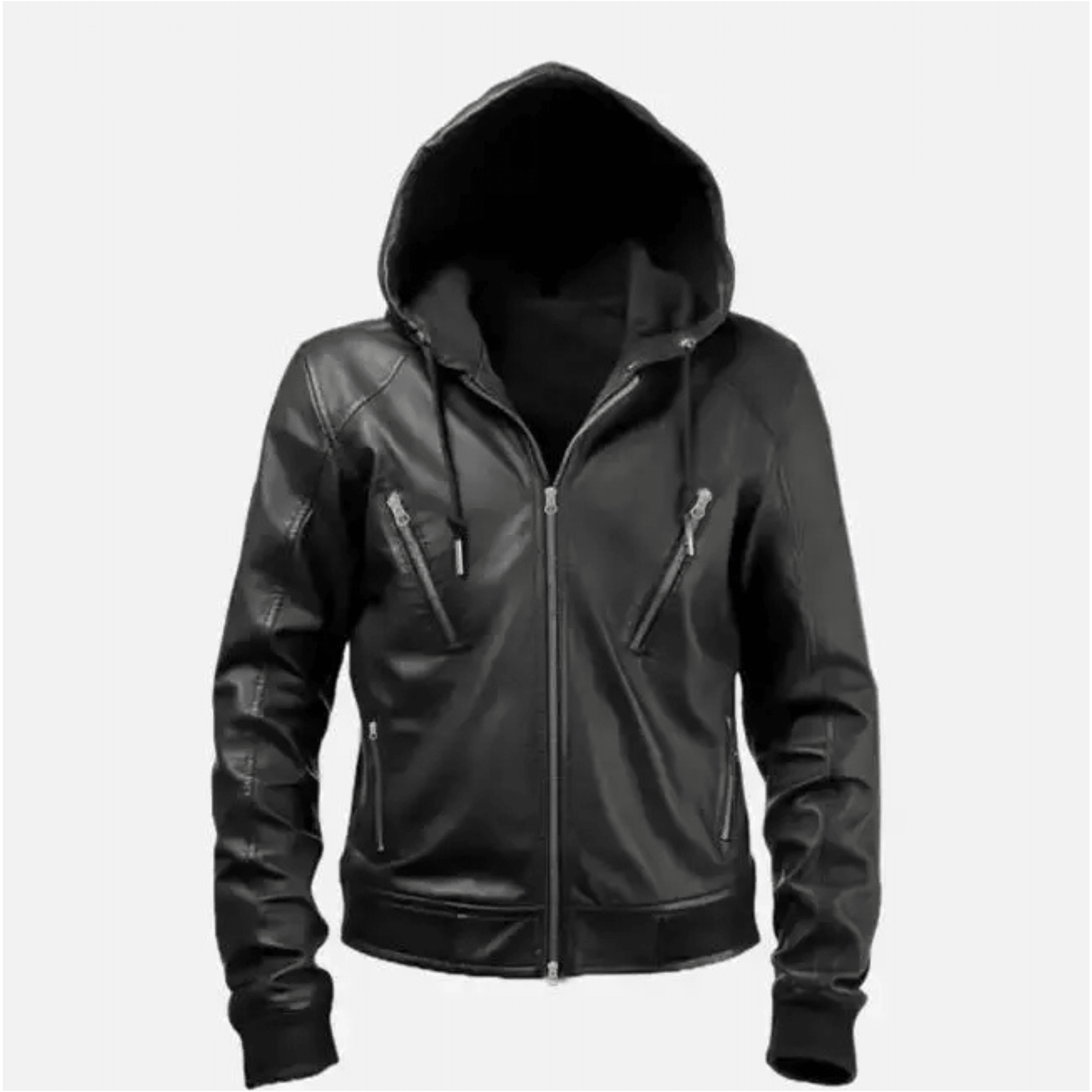 full grain sheepskin leather jacket mens premium genuine leather front view with zipper design