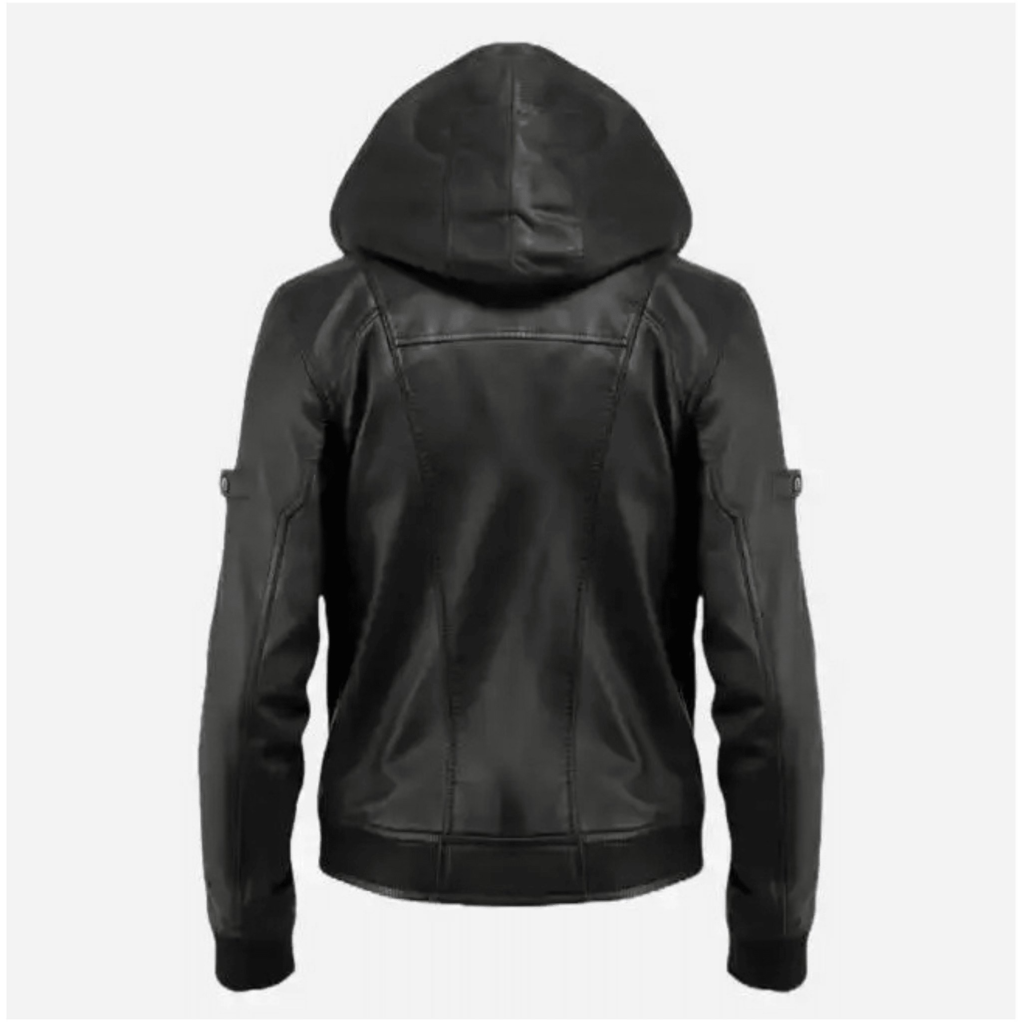 full grain sheepskin leather jacket mens back view showing clean classic panel design