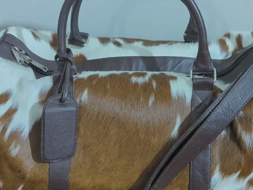 Luxury Hair-On Cowhide Leather Duffel Bag – Travel Weekender