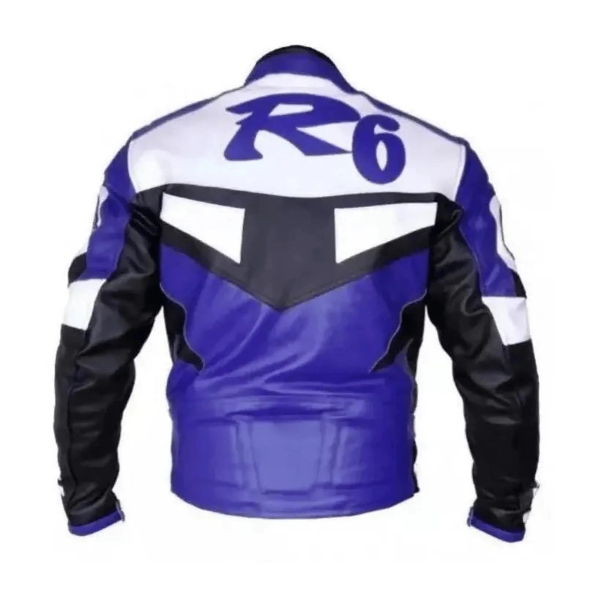 R6 Inspired Motorcycle Leather Racing Jacket for Men back view