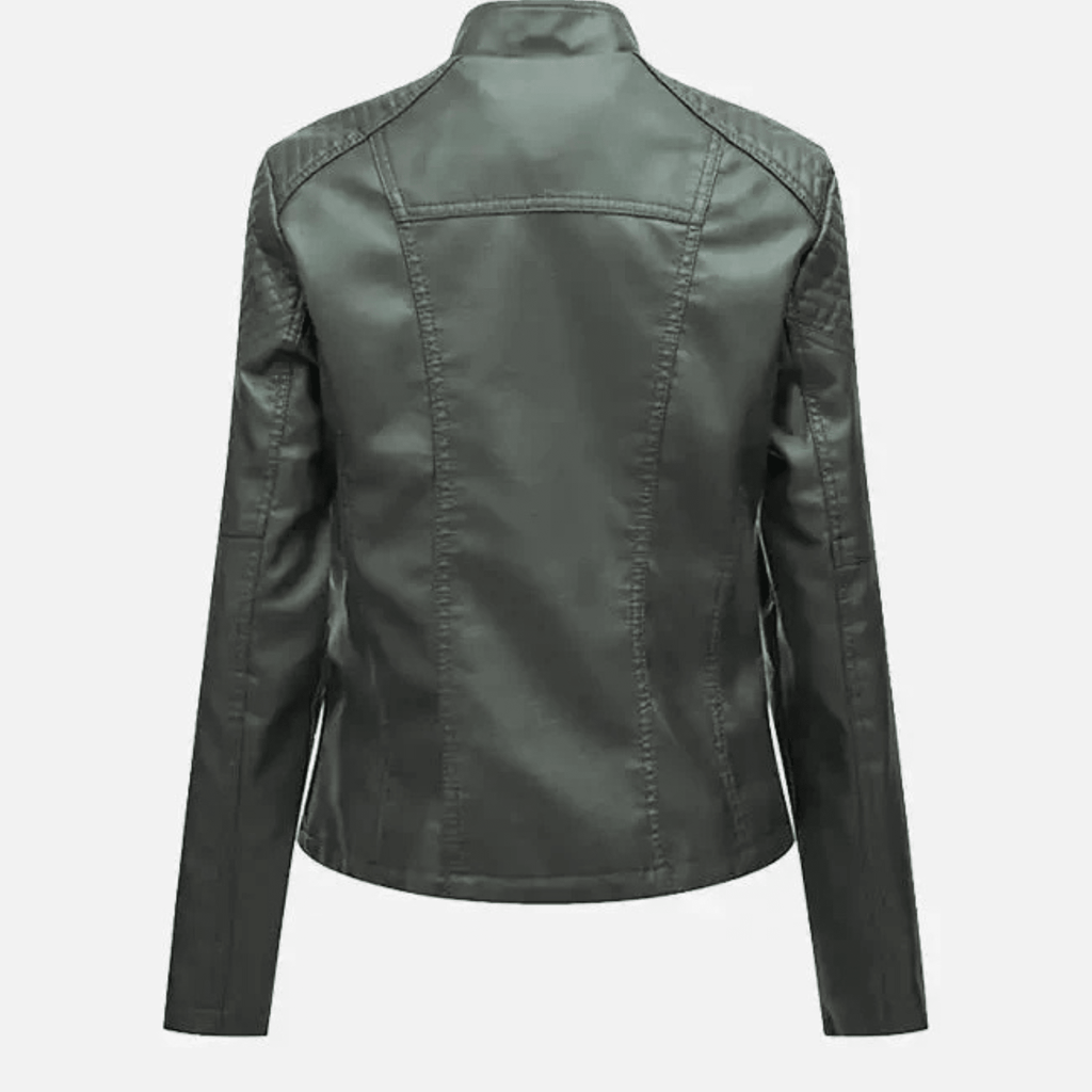 Women’s Army Green Leather Moto Jacket – Genuine Leather | Free Shipping - The Leather Syndicate
