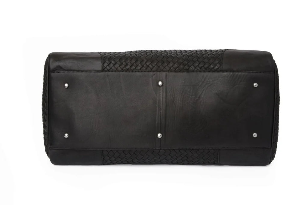 Woven Leather Duffle 50L – Handwoven Full Grain Cowhide  Leather Weekender