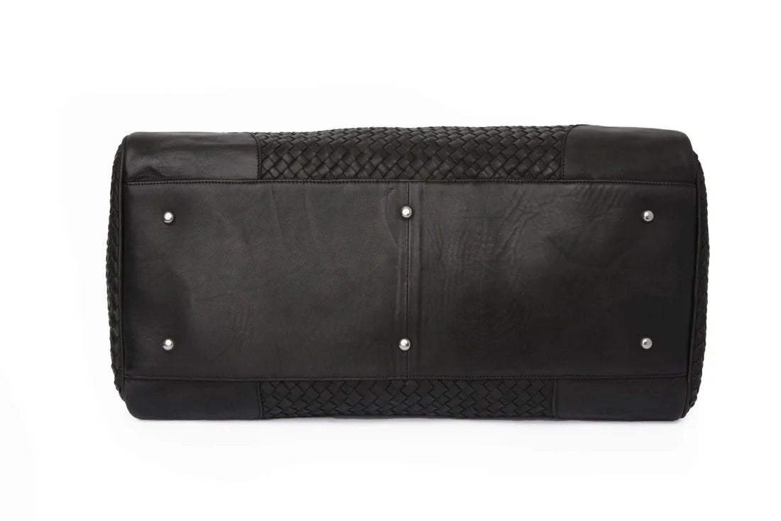 Woven Leather Duffle 50L – Handwoven Full Grain Cowhide  Leather Weekender